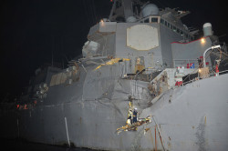 USS Porter shortly after its collision in August, 2012. US Navy Photo