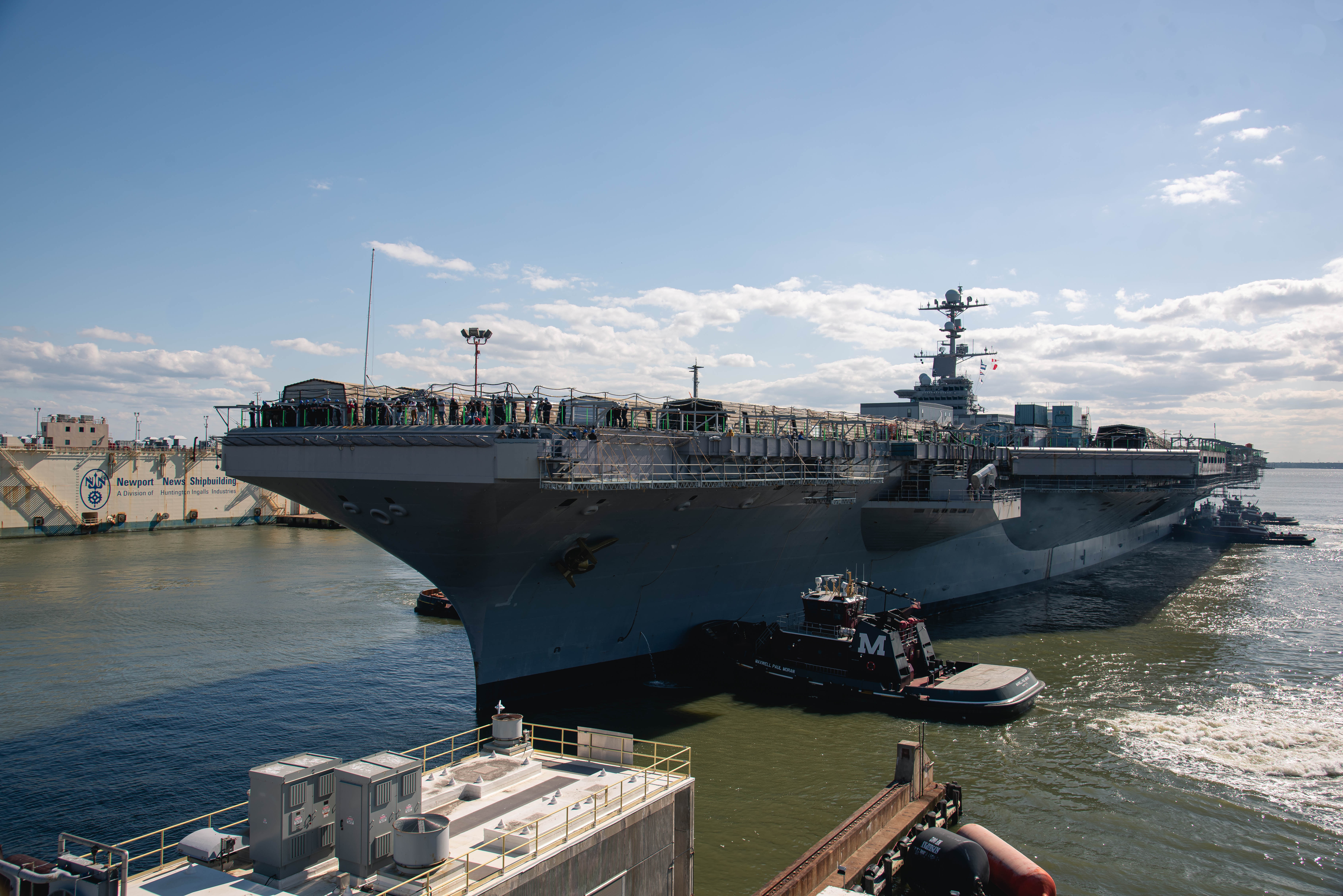 VIDEO: Carrier USS John C. Stennis Arrives at Newport News for Mid