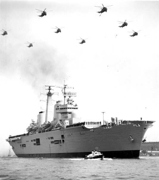 HMS Invincible returns to the U.K. from the Falklands in 1982[U.S. Naval Institute Archives]