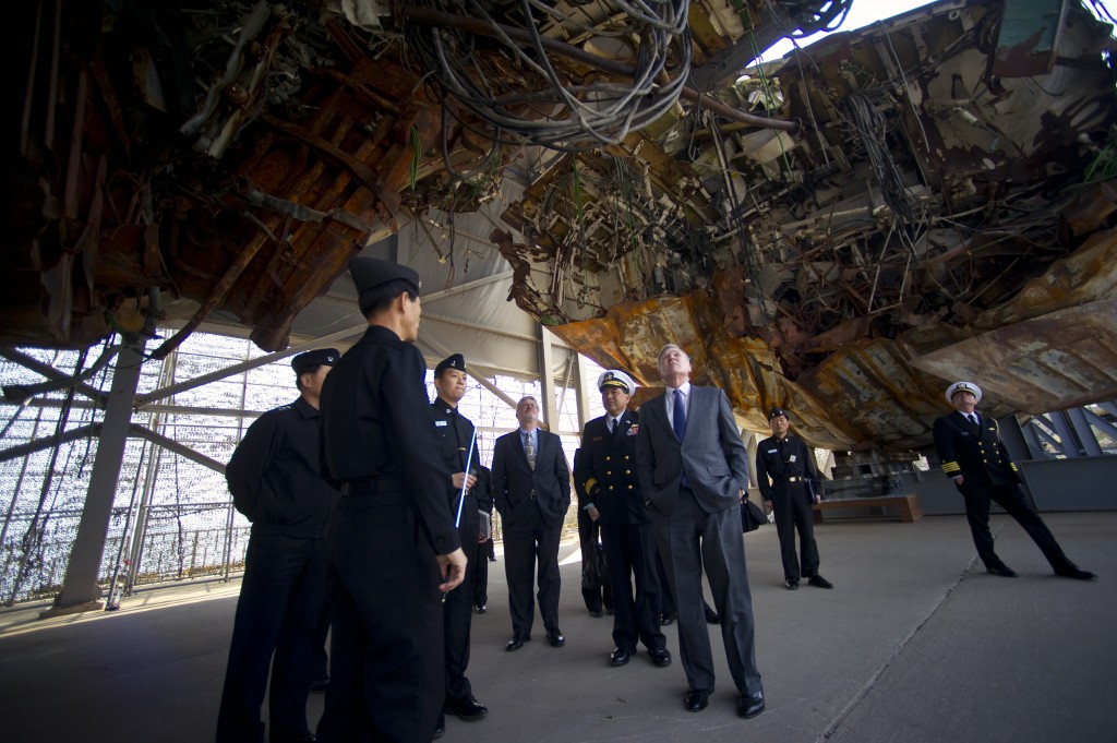 U.S. Navy Secretary Ray Mabus visits the wreckage of the Korean ship Cheonan in April, 2011[U.S. Navy Photo]
