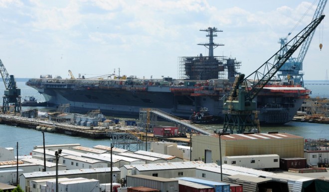 USS Theodore Roosevelt undergoing a complex overhaul in 2011 at Newport News, Va. U.S. Navy Photo