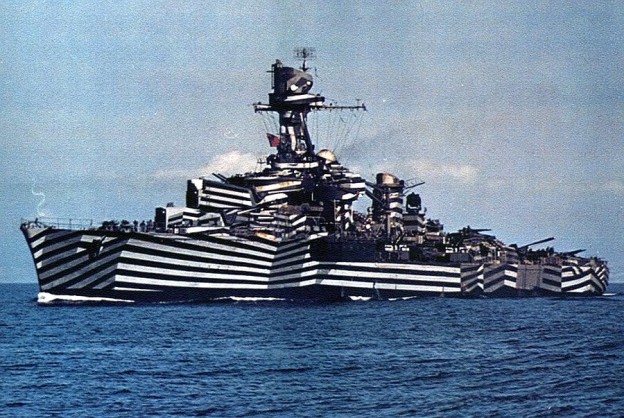 The zebra-striped French light cruiser Gloire
