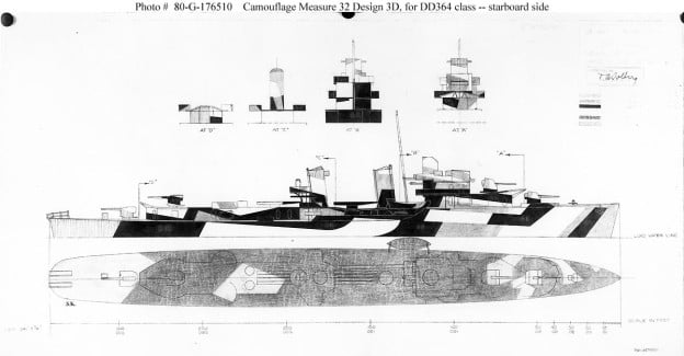 Drawing prepared for the Bureau of Ships of the Measure 32, Design 3D scheme