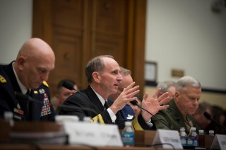 Adm. Jonathan Greenert with fellow service chiefs addressing Congress in an undated photo. US Navy Photo