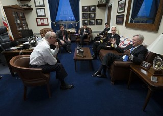 Secretary of the Navy (SECNAV) Ray Mabus meets with U.S. Congressman Howard "Buck" McKeon at the Rayburn House Office Building in January. US Navy Photo