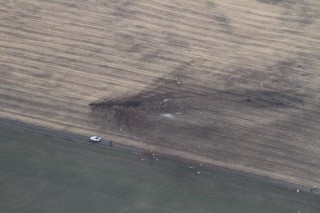 The scene following the March, 11 crash of a EA-6B Prowler outside of Harrington, Wash. taken by Stan Dammel, manager of the nearby Odessa Municipal Airport. 
