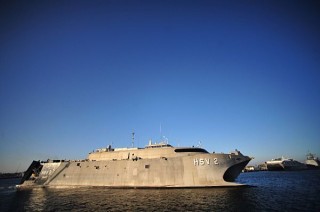 HSV-2 Swift departs from Naval Station Mayport to begin Southern Partnership Station 2013. US Navy Photo