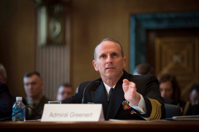 Adm. Jonathan Greenert testifies before the Senate on the Navy's budget on Wednesday. US Navy Photo