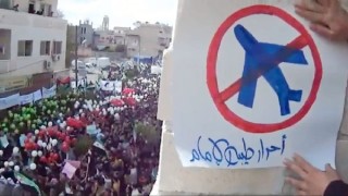 Syrian protestors asking for a no-fly zone in 2011. European Pressphoto Agency