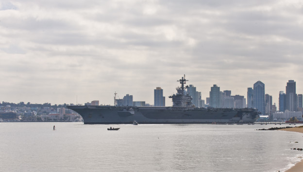  USS Carl Vinson (CVN 70) pulls out of Naval Air Station North Island, Calif. on June, 4 2013. US Navy Photo
