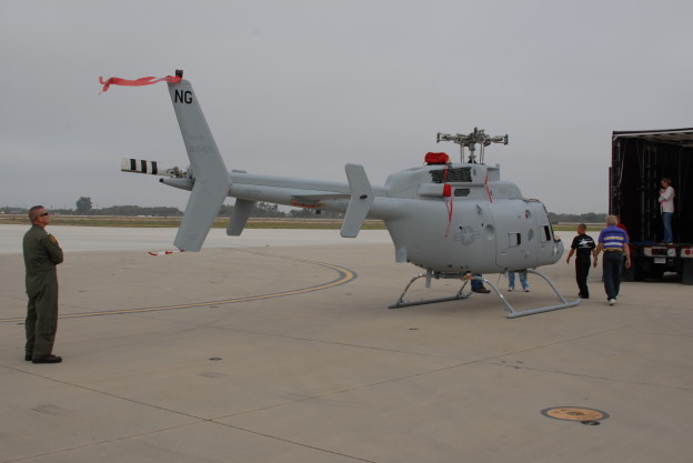The Navy atkes delivery of the first MQ-8C Fire Scout at Naval Air Station Point Mugu, Calif. on July 19, 2013. Northrop Grumman Photo