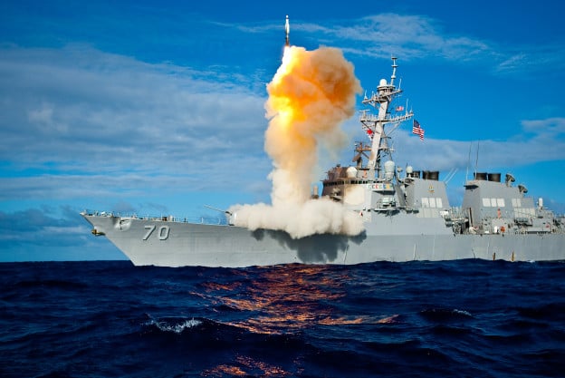 The Aegis-class destroyer USS Hopper (DDG-70) launches a standard missile (SM) 3 Blk IA in July 2009. US Navy Photo