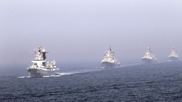 People's Liberation Army Navy guided missile destroyers in April, 2012. PLAN Photo 