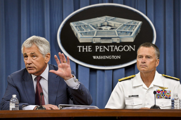 Secretary of Defense Chuck Hagel answers reporters' questions during a Pentagon press briefing on July 31, 2013. Department of Defense Photo