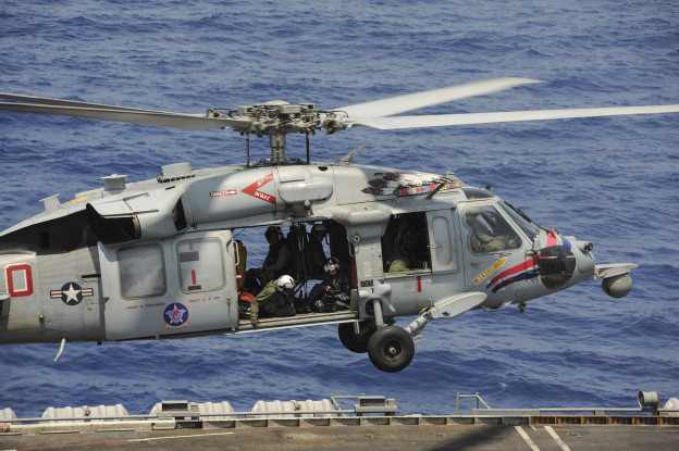 An MH-60S Knighthawk attached to Helicopter Sea Combat Squadron (HSC) 6 