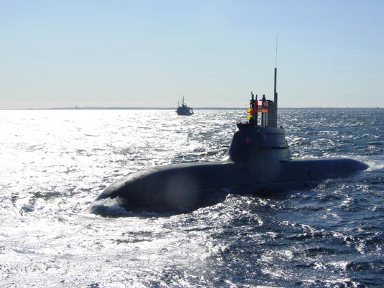 An undated photo of a German-built Type 212 diesel attack submarine. 