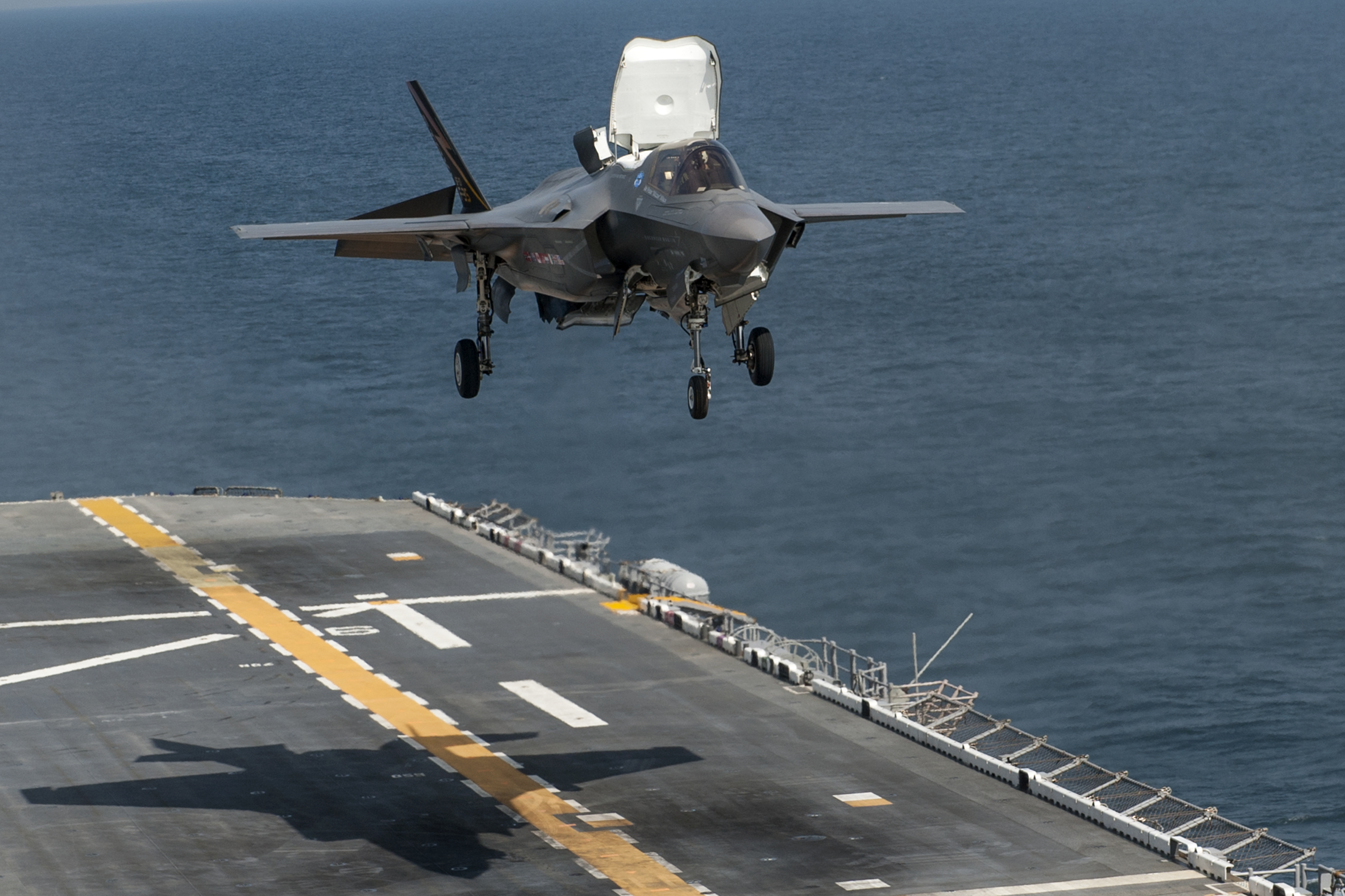 An F-35B Lightning II aircraft takes off from the amphibious assault ship USS Wasp (LHD-1). US Navy Photo