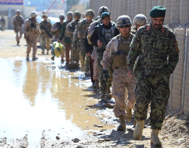 Afghan National Army (ANA) Maj. Gen. Sayed Malook and US Marine Brig. Gen. Daniel D. Yoo in Helmand on Feb. 10, 2014. US Marine Photo