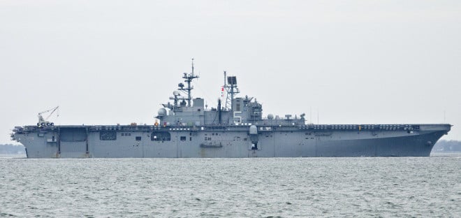 USS Bataan (LHD 5) departs Naval Station Norfolk on Feb. 8, 2014. US Navy Photo