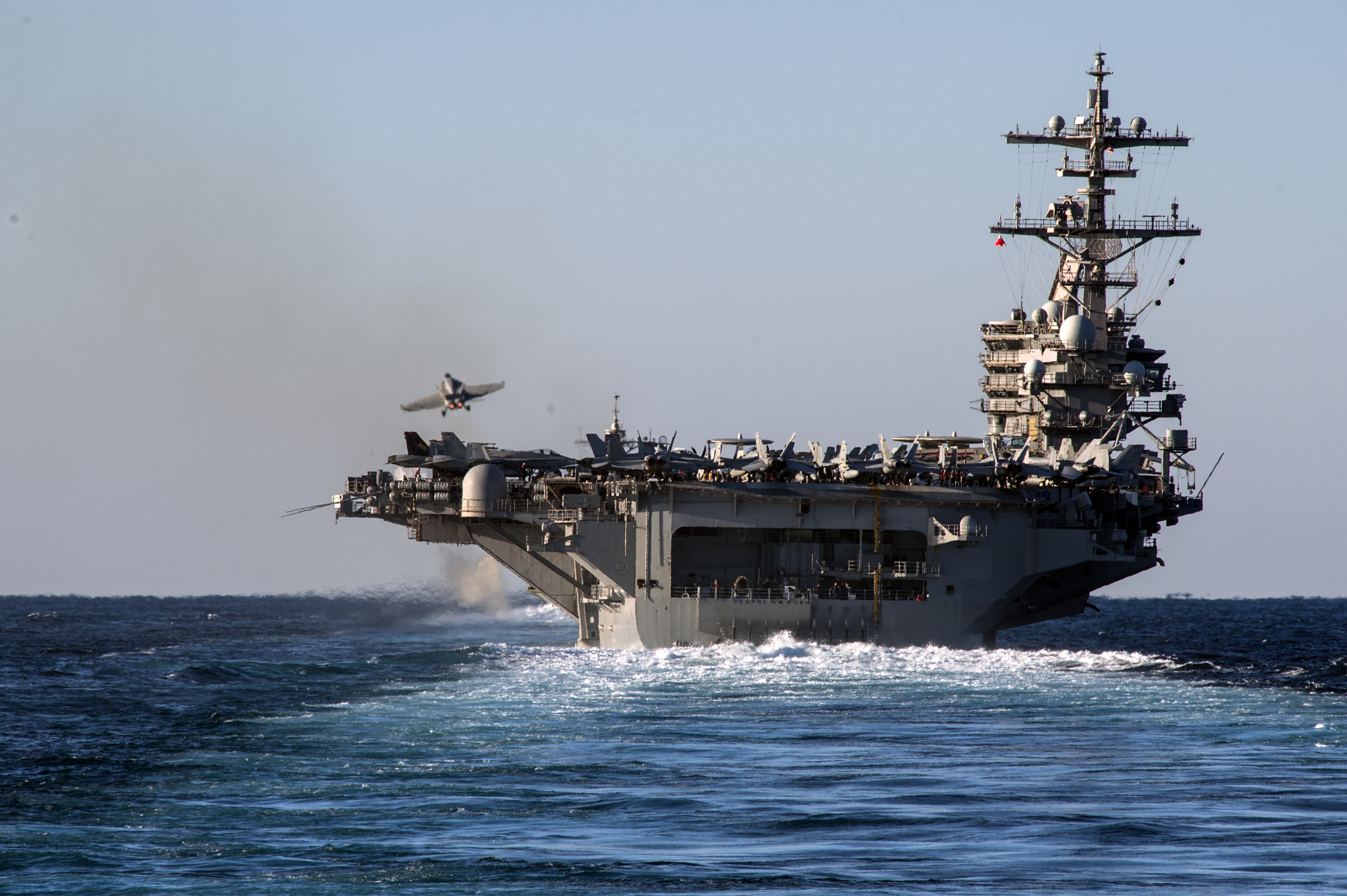 USS George H.W. Bush (CVN-77) during its final pre-deployment evaluations on Dec. 13, 2013. US Navy Photo 