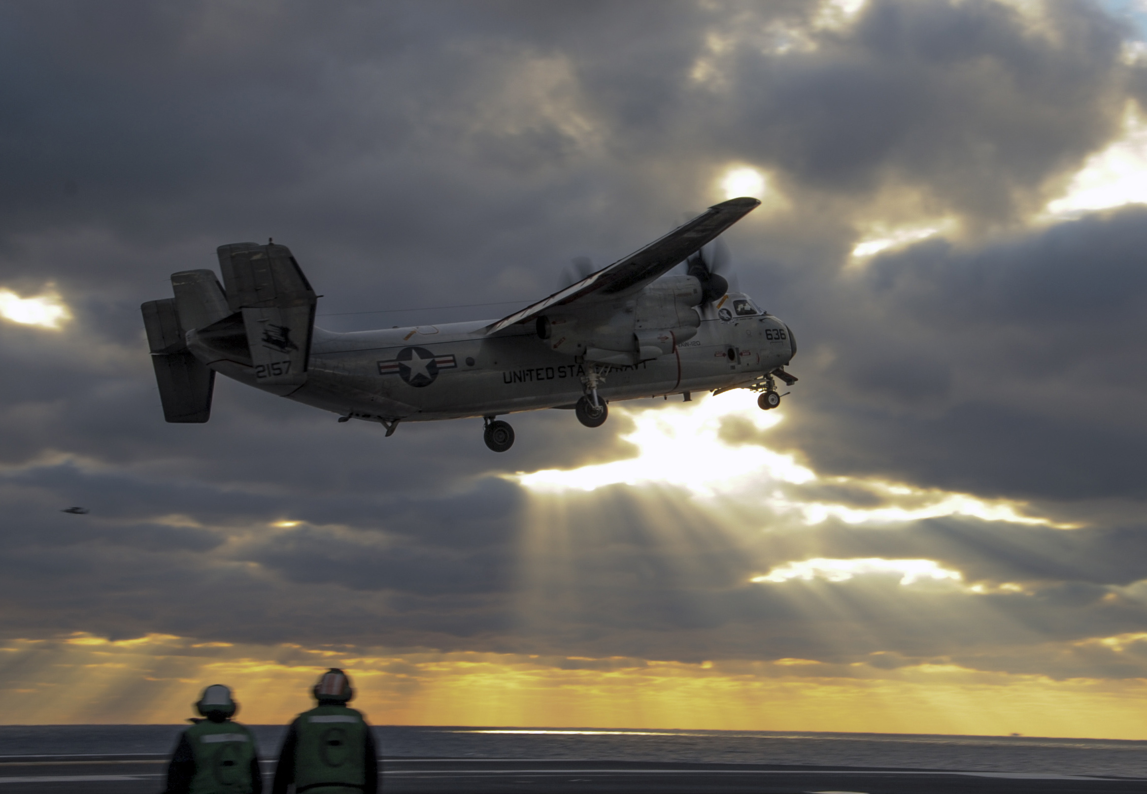 A C-2A Greyhound, takes off from the flight deck of the aircraft carrier USS Theodore Roosevelt (CVN-71). US Navy Photo