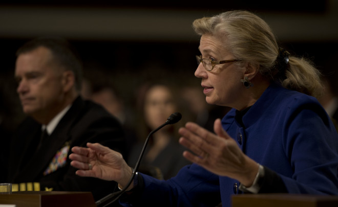 Acting Deputy Secretary of Defense Christine Fox before the Senate on Jan. 28, 2014. DoD Photo