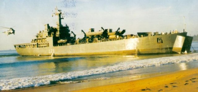 An undated photo of the amphibious warship INS Gharial (L 23). Global Security Photo 