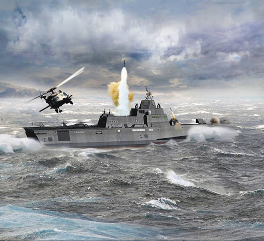 An artist's concept of the Multi-Mission Combatant offering based on the Independence-class Littoral Combat Ship design. General Dynamics Photo