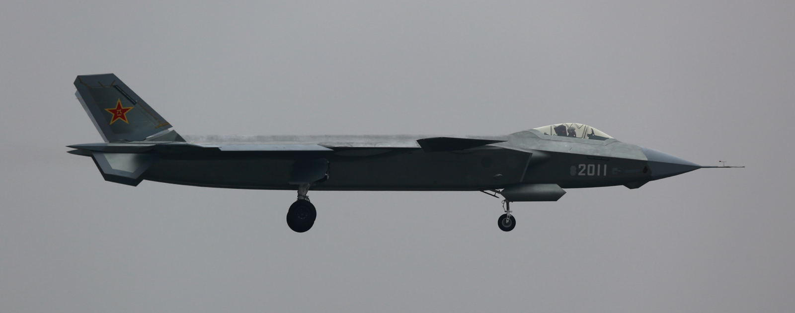 An image of the Chinese People's Liberation Army Air Force J-20 new stealth fighter prototype. 