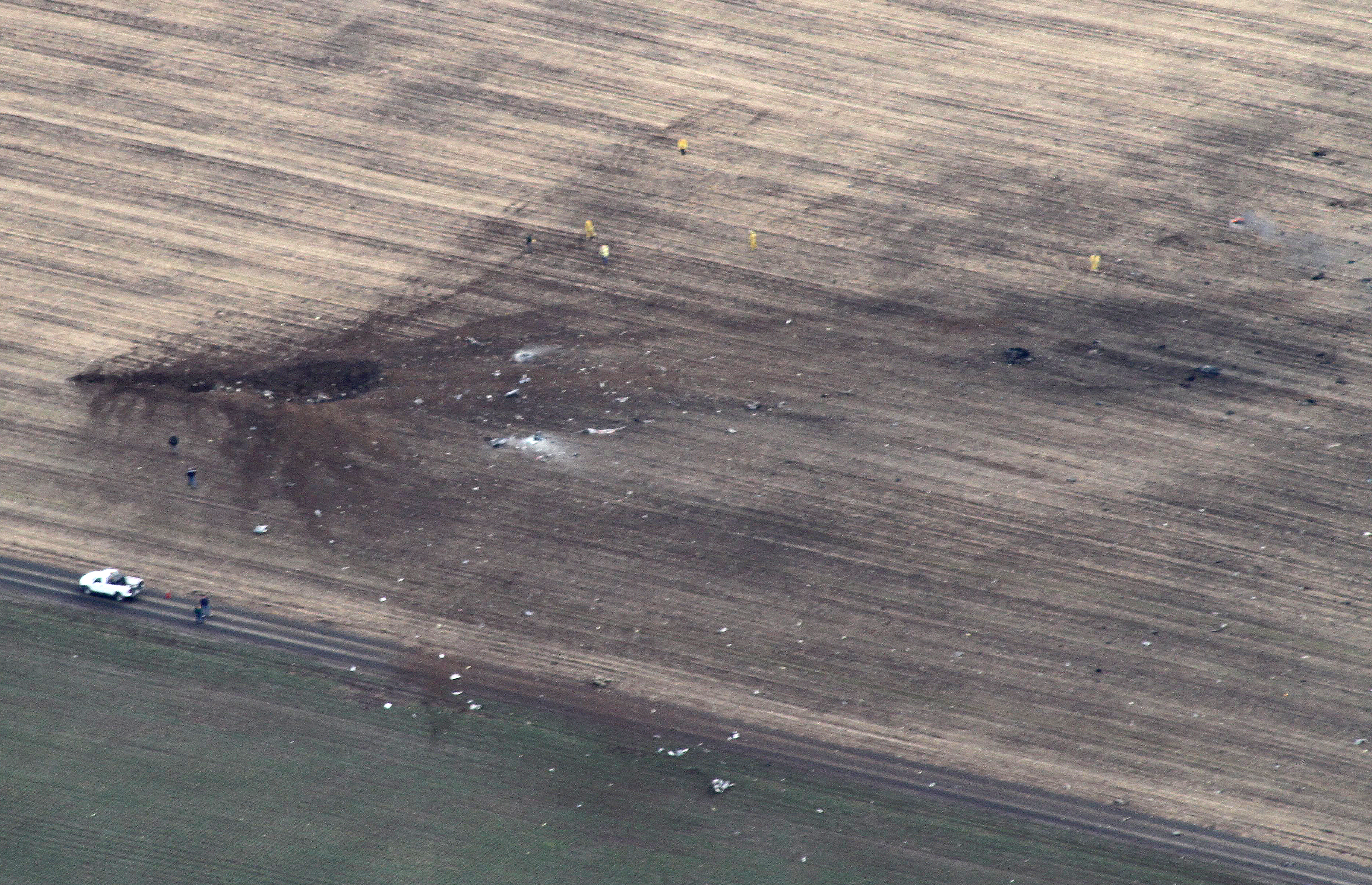 The scene following the March, 11 crash of a EA-6B Prowler outside of Harrington, Wash. taken by Stan Dammel, manager of the nearby Odessa Municipal Airport.