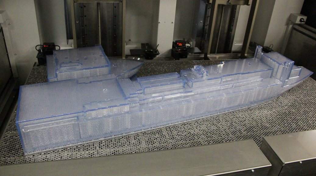 A ship model created using additive manufacturing, a process both the Coast Guard and Navy are investigating. US Navy Photo