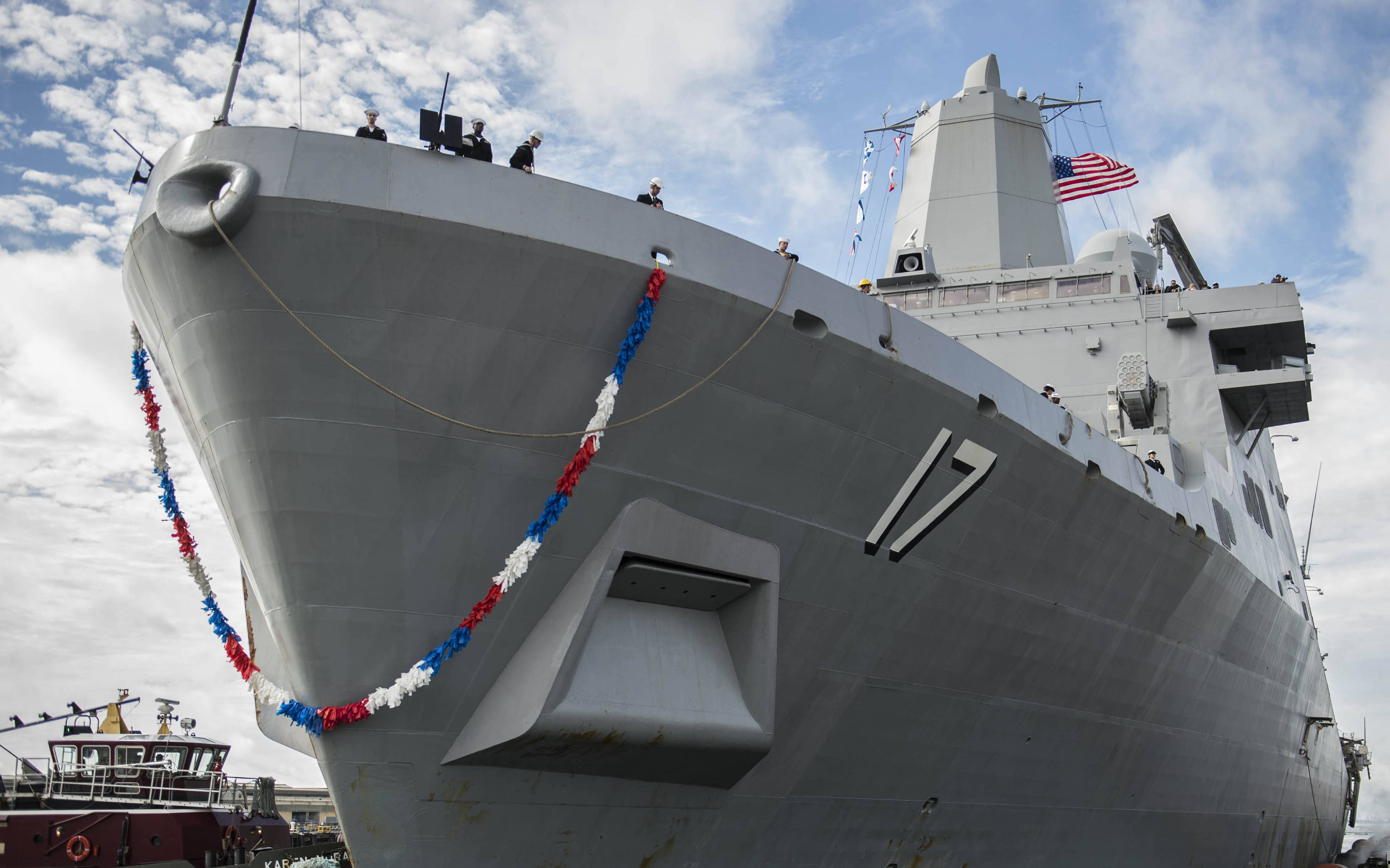 USS San Antonio (LPD 17) prepares to moor in Norfolk, Va. in 2013. US Navy Photo
