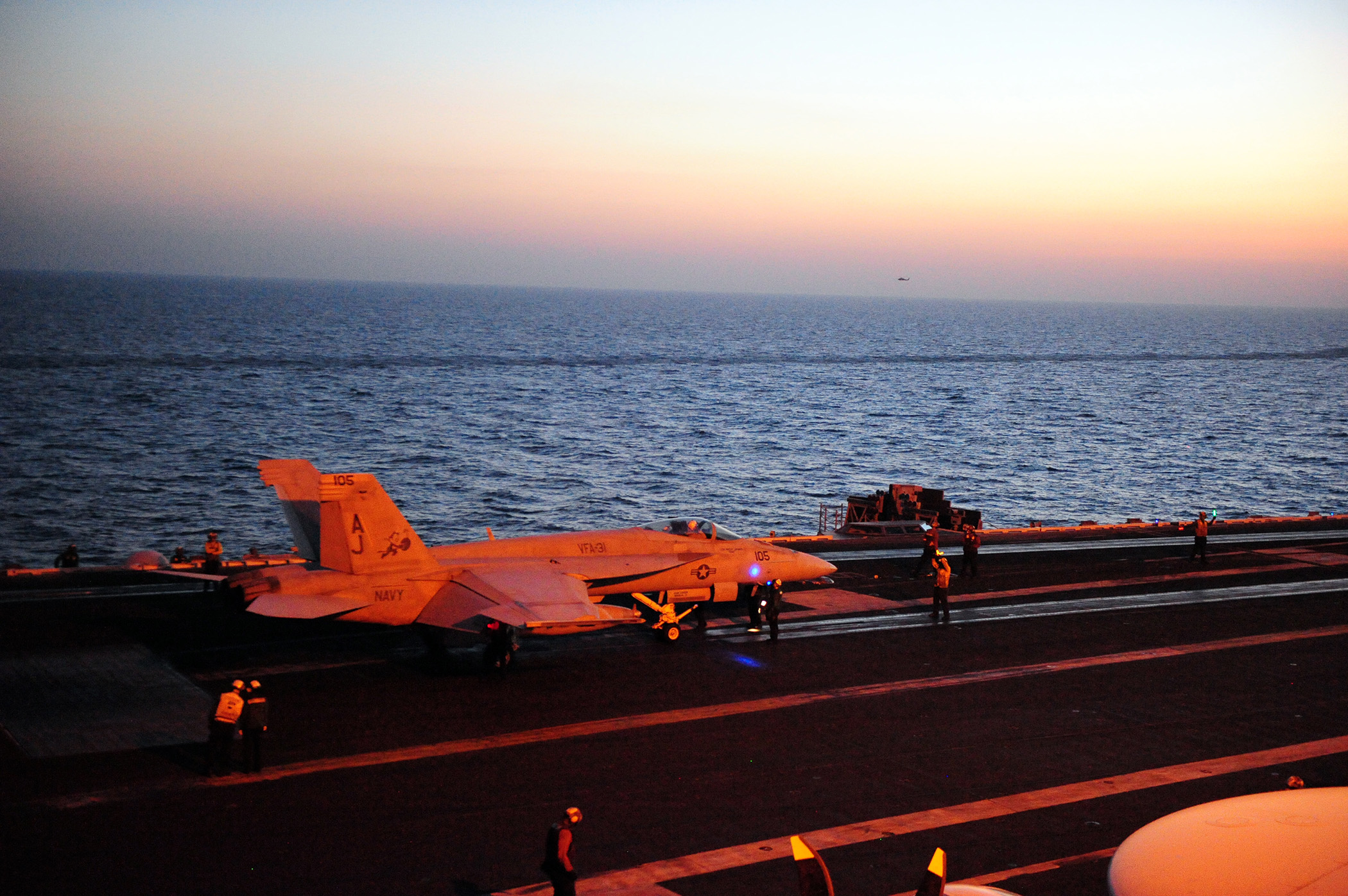 An F/A-18E Super Hornet prepares to launch from the aircraft carrier USS George H.W. Bush (CVN-77) on June 15, 2014. US Navy Photo