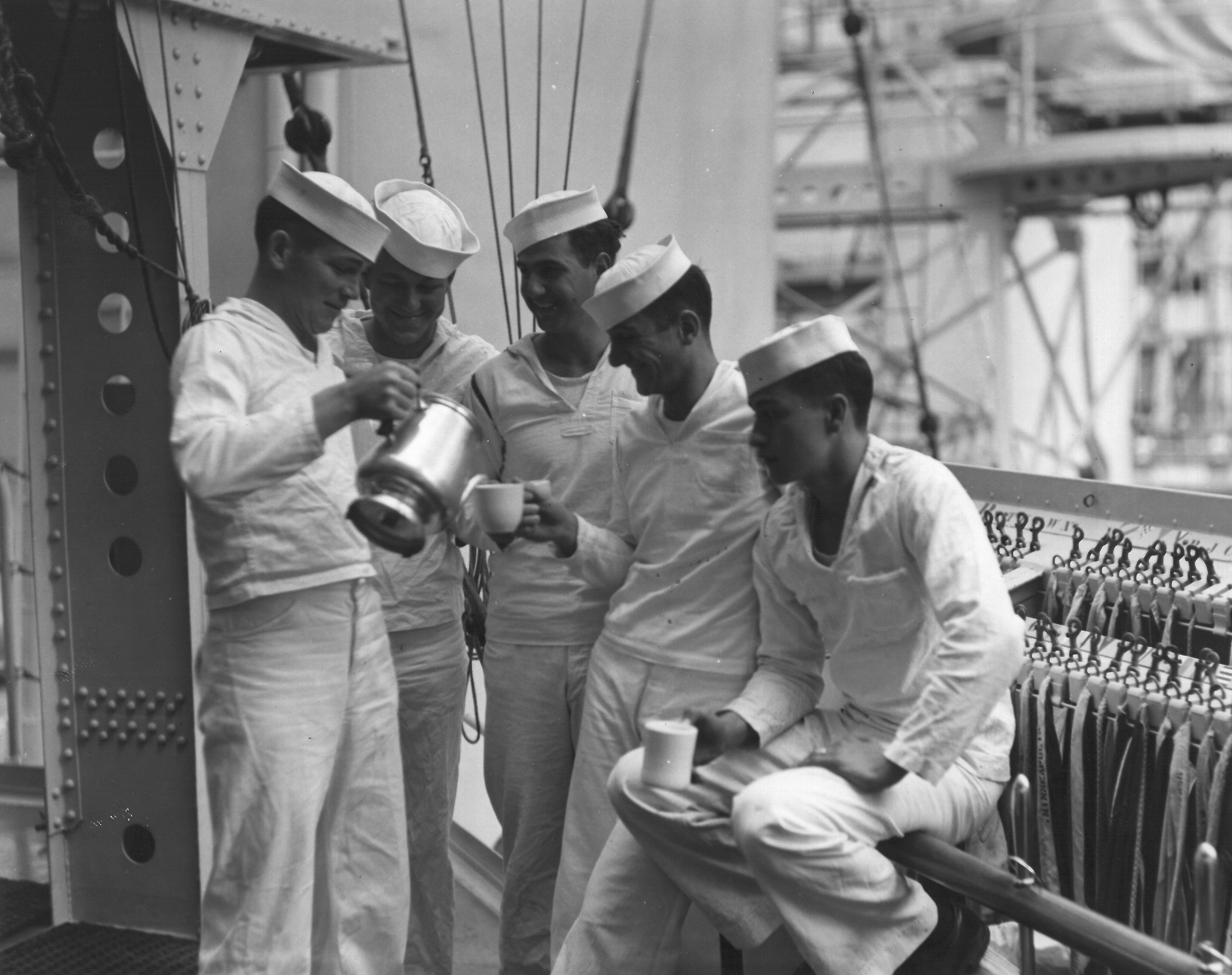 Sailors drinking coffee. US Navy Photo