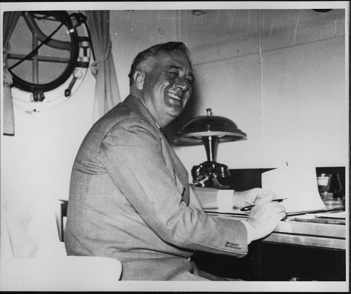 Franklin D. Roosevelt in the admiral's cabin onboard USS Houston in 1939. National Archives and Records Administration Photo
