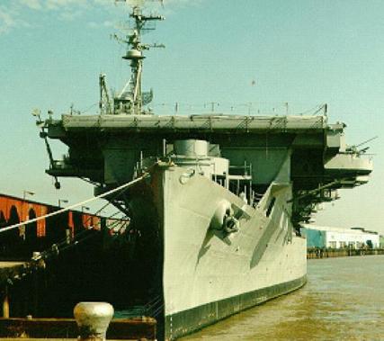 USS Cabot (CVL-28) pier side in New Orleans