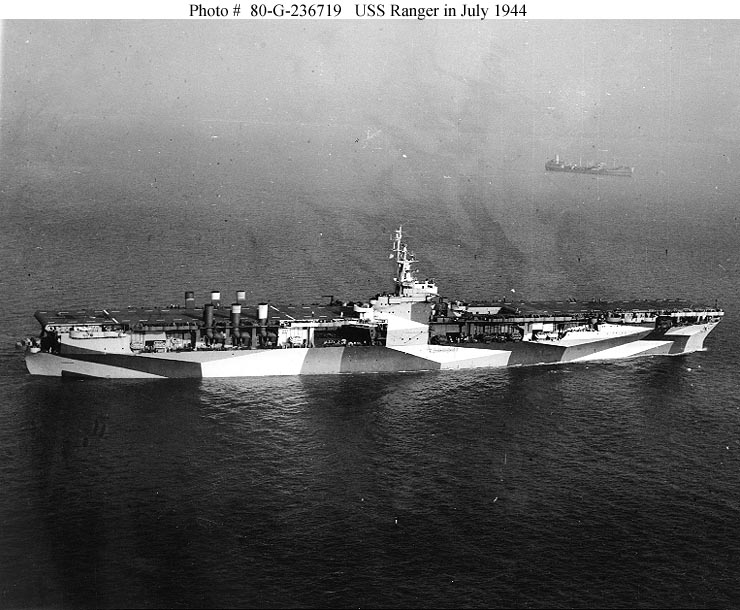 USS Ranger (CV-4) in 1944. US Navy Photo