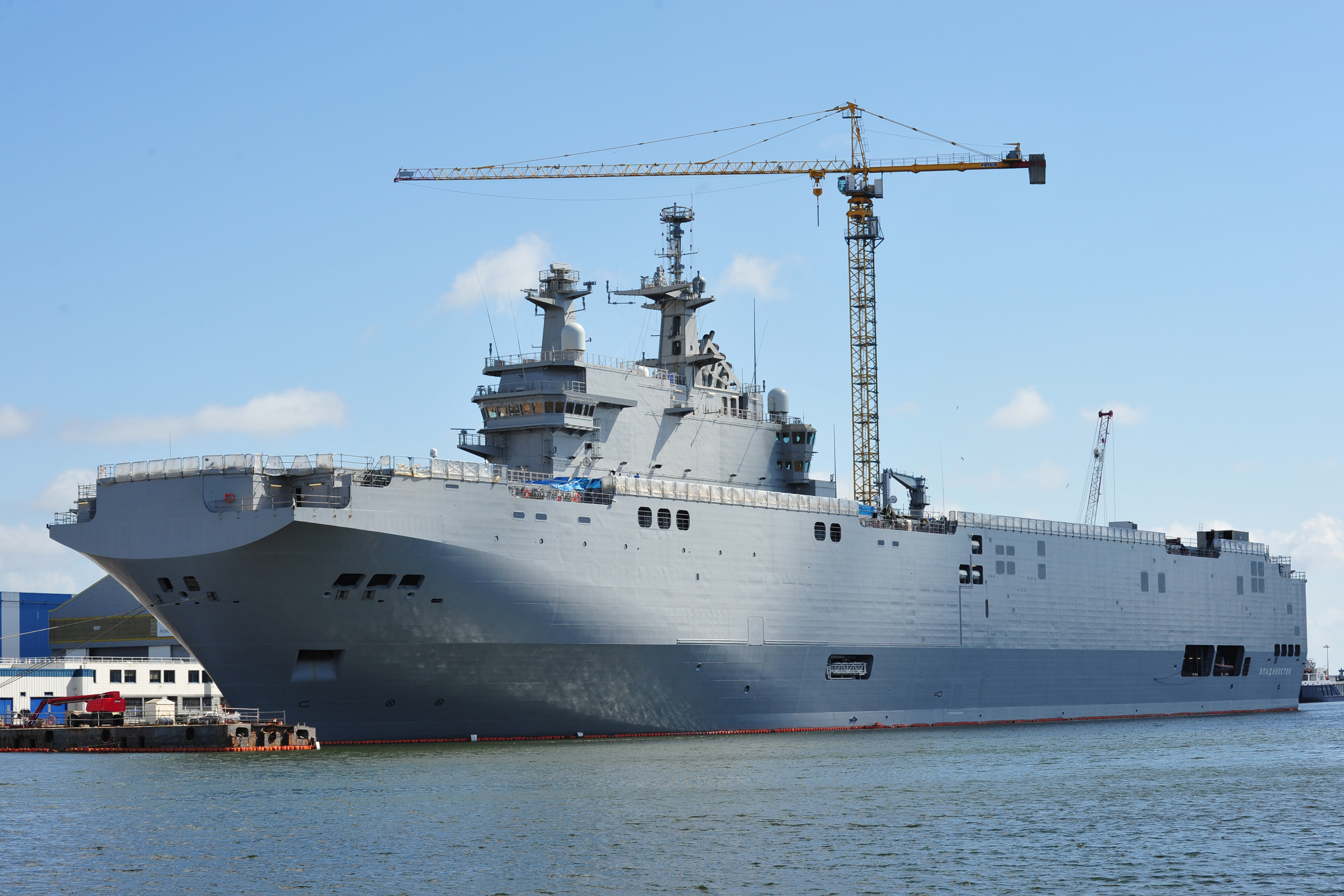 Russian Mistral Vladivostok under construction on April 22, 2014. U.S. Naval Institute Combat Fleets of the World Photo