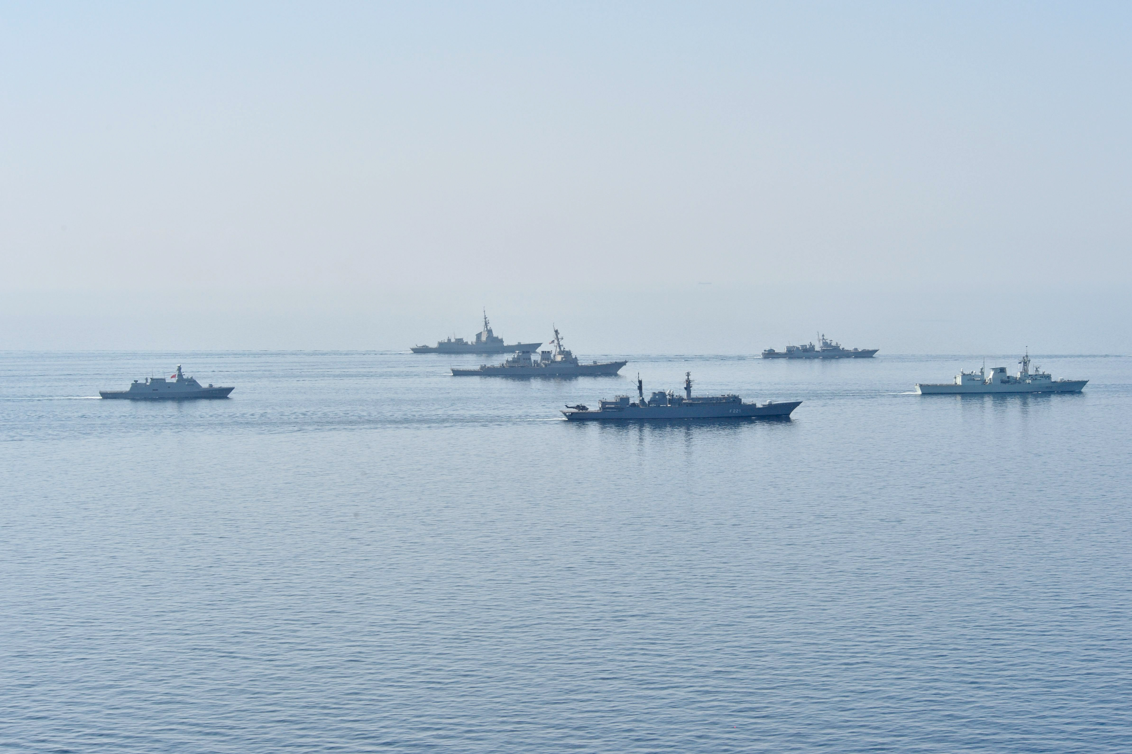 Ships from various countries are underway in formation during Sea Breeze 2014 in the Black Sea on Sept. 10. US Navy Photo