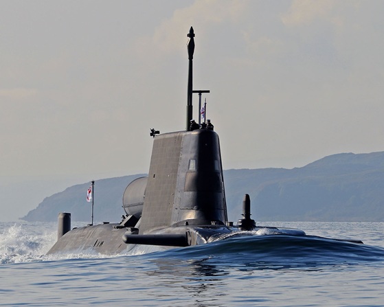 HMS Astute (S-94) returning to U.K. Royal Navy submarine base HM Naval Base Clyde on Oct. 7, 2014. Royal Navy Photo