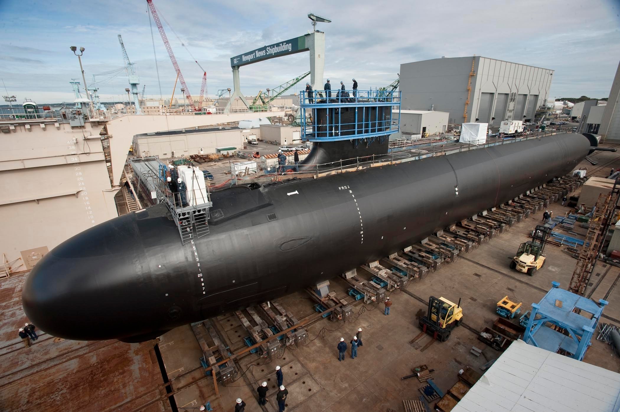 Virginia-class attack submarine Minnesota (SSN-783) under construction in 2012. US Navy Photo