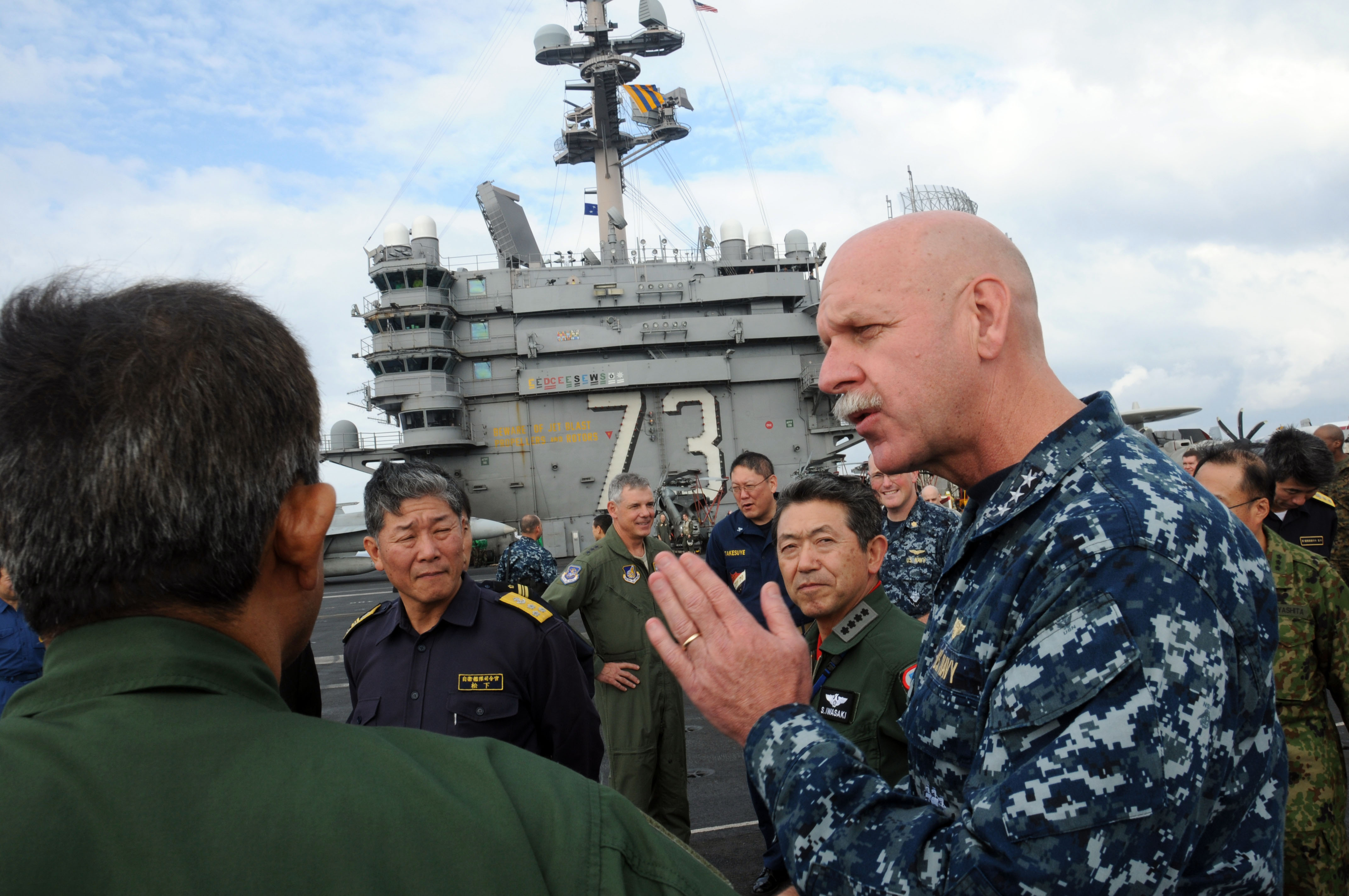 Vice Adm. Scott Swift, then commander of U.S. 7th Fleet, aboard the aircraft carrier USS George Washington in 2012. US Navy Photo