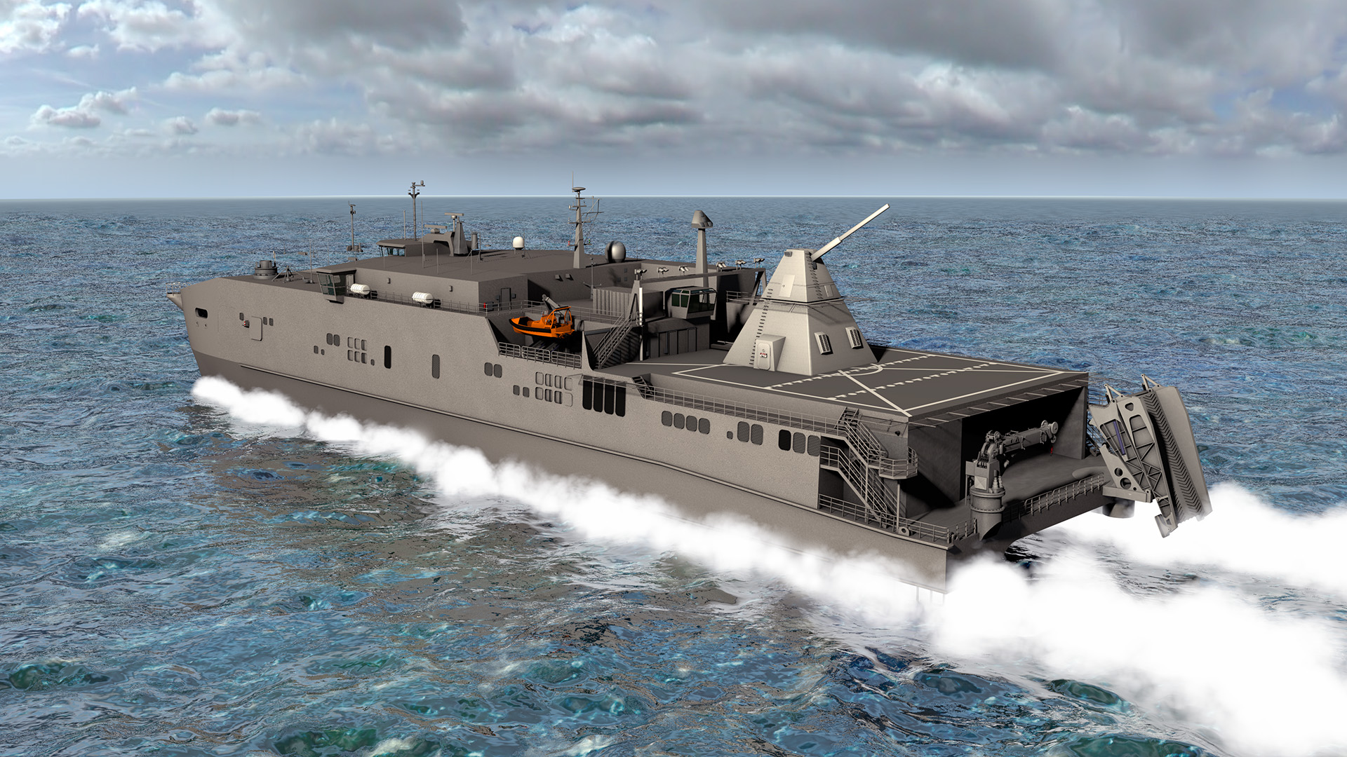 n artist rendering shows the Office of Naval Research-funded electromagnetic railgun installed aboard the joint high-speed vessel USNS Millinocket (JHSV- 3). US Navy Image