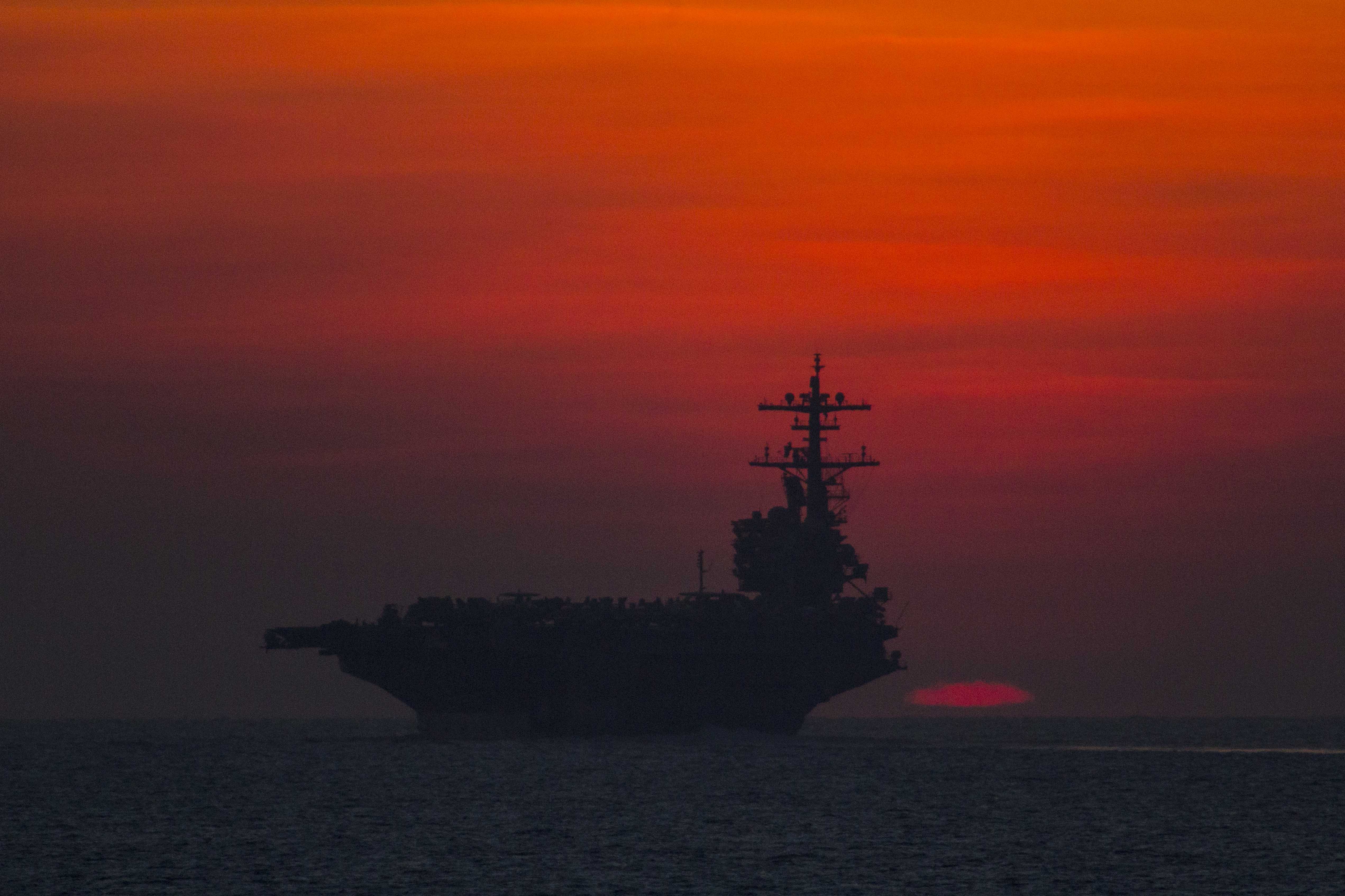 USS George H.W. Bush (CVN-77) transits the Gulf of Aden in 2014. US Navy Photo