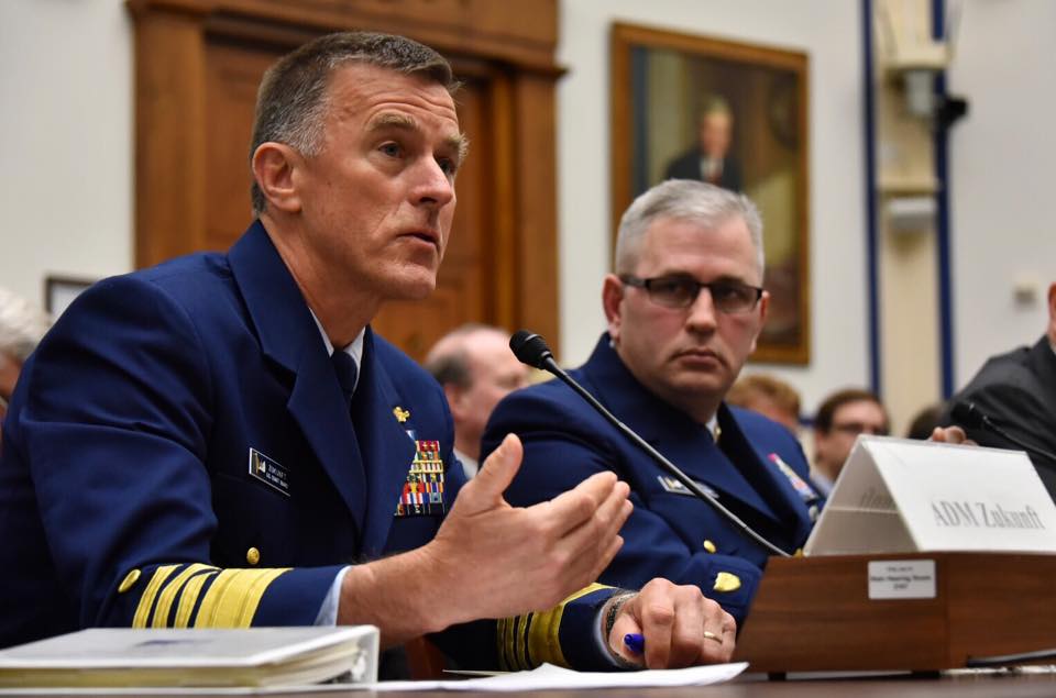 Coast Guard Commandant Adm. Paul Zukunft and Master Chief Petty Officer of the Coast Guard Steven Cantrell testify on the Coast Guard’s Fiscal Year 2016 in February budget request. US Coast Guard Photo 