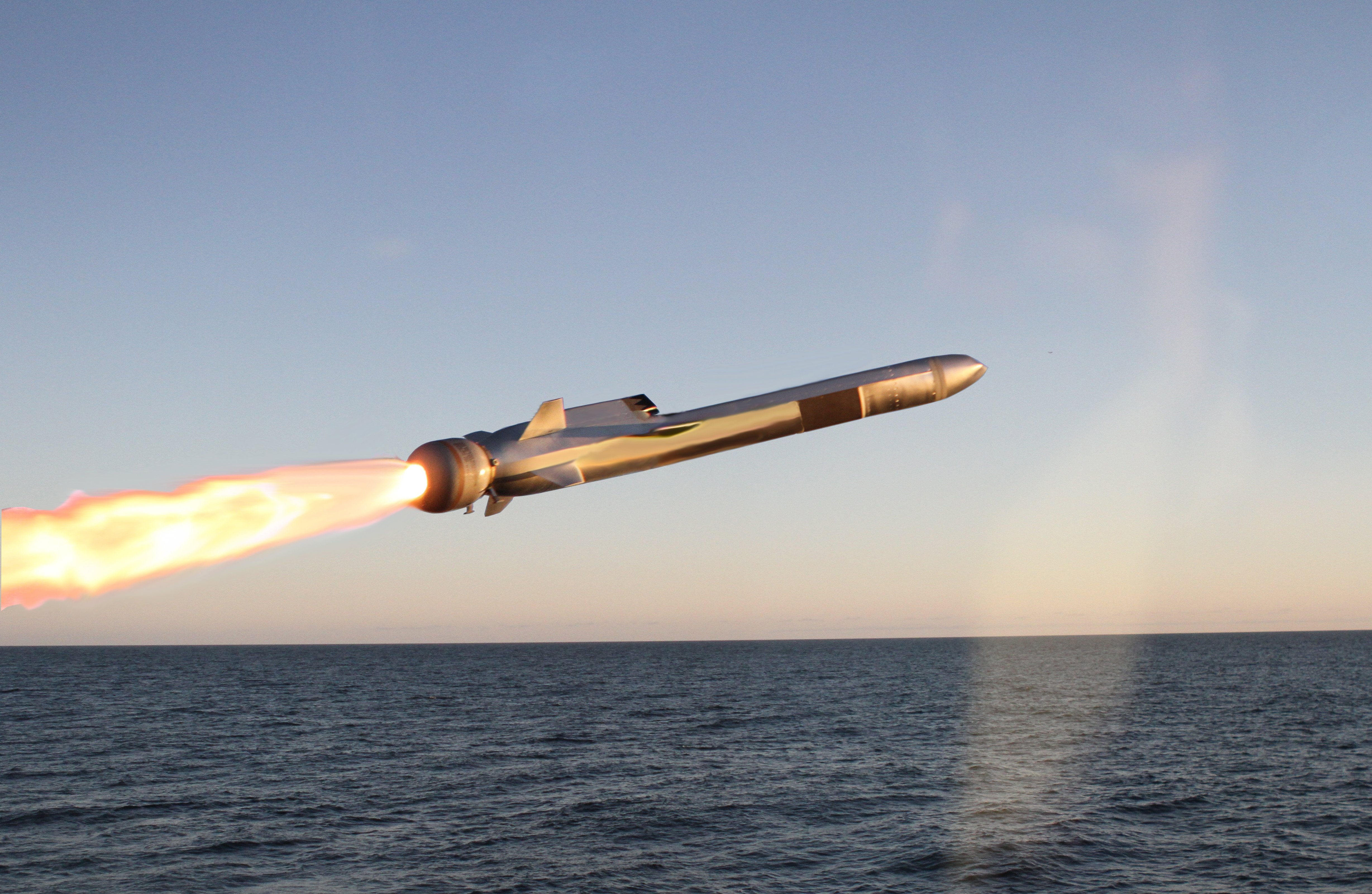An undated photo of a Kongsberg Naval Strike Missile in flight. Kongsberg Photo