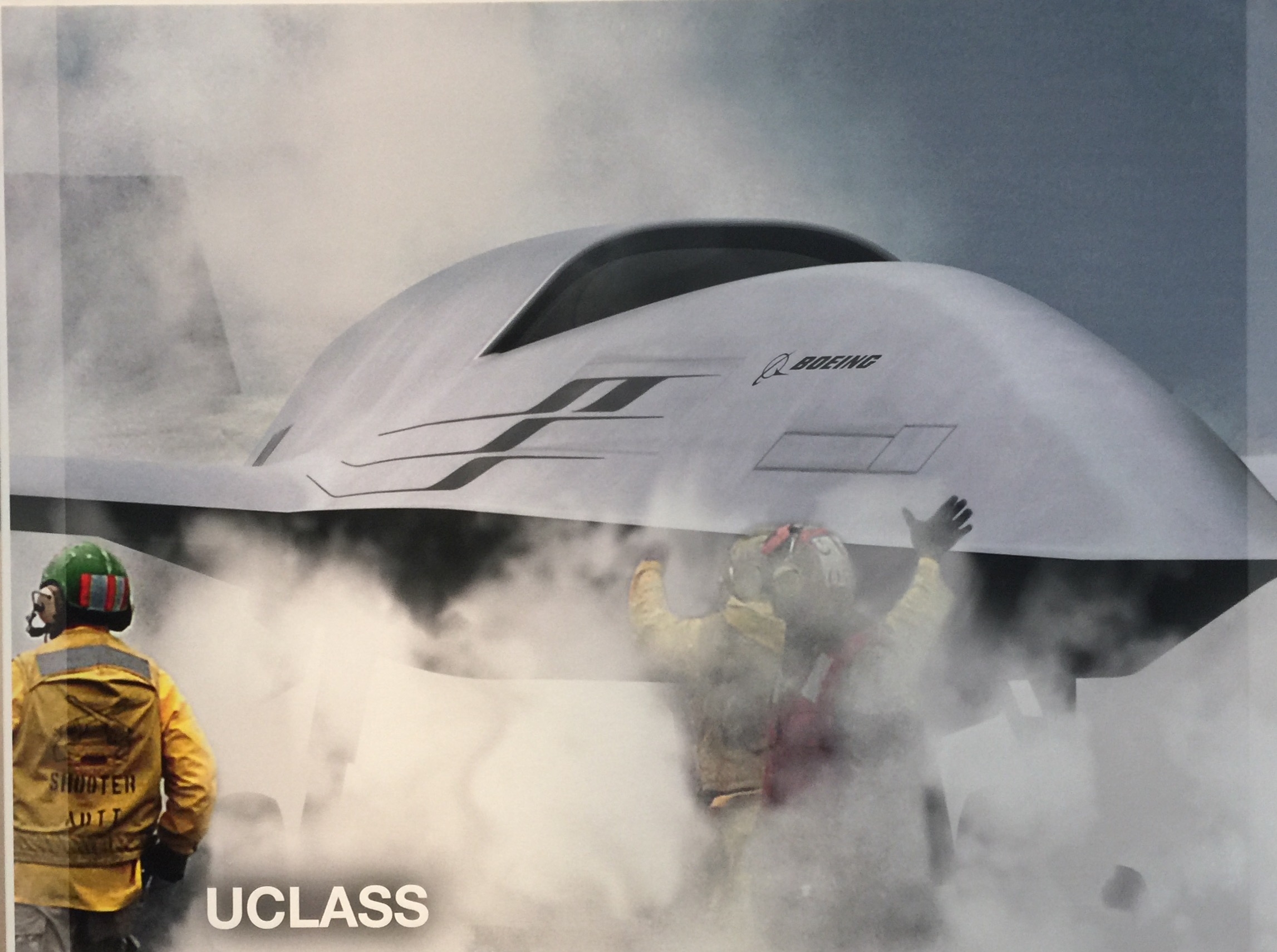 An artist's conception of Boeing's UCLASS offering taken as part of the company's display at the U.S. Navy League 2015 Sea Air Space Exposition. US Naval Institute Photo