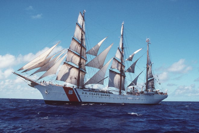 San Juan, PR (Feb. 21)--Coast Guard Cutter Eagle under full sail off the coast of Puerto Rico. BROWN, TELFAIR H. PA1