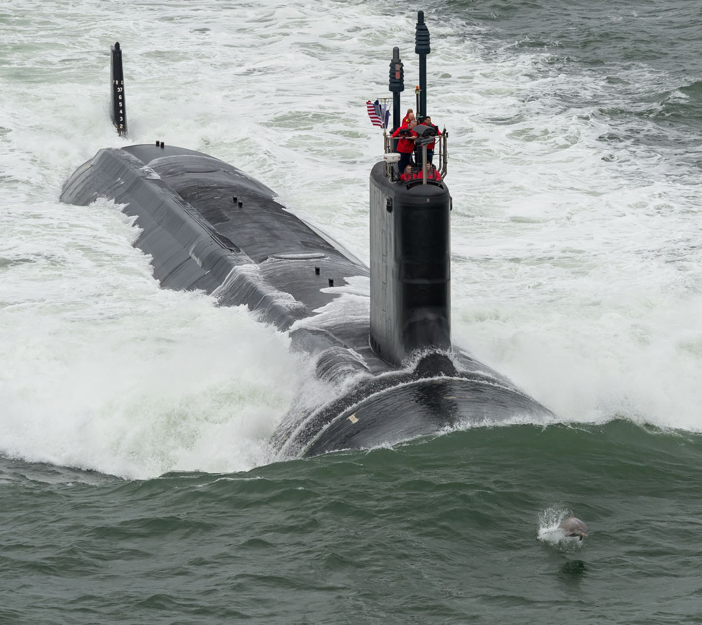 Attack Submarine John Warner (SSN-785) during May 2015 sea trials HII Photo by Chris Oxley