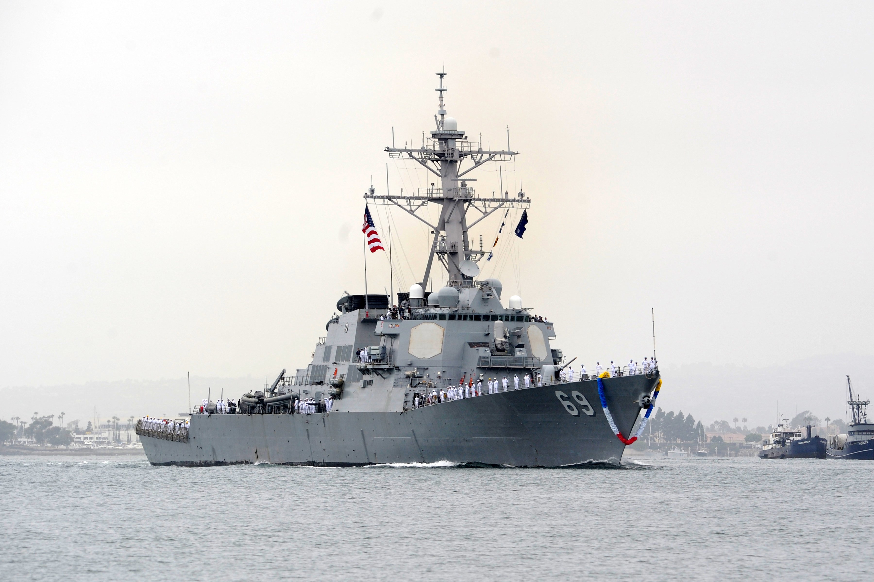 USS Milius (DDG-69) returns to homeport Naval Base San Diego after an eight-month independent deployment to the western Pacific and U.S. Central Command areas of responsibility in 2012. US Navy Photo